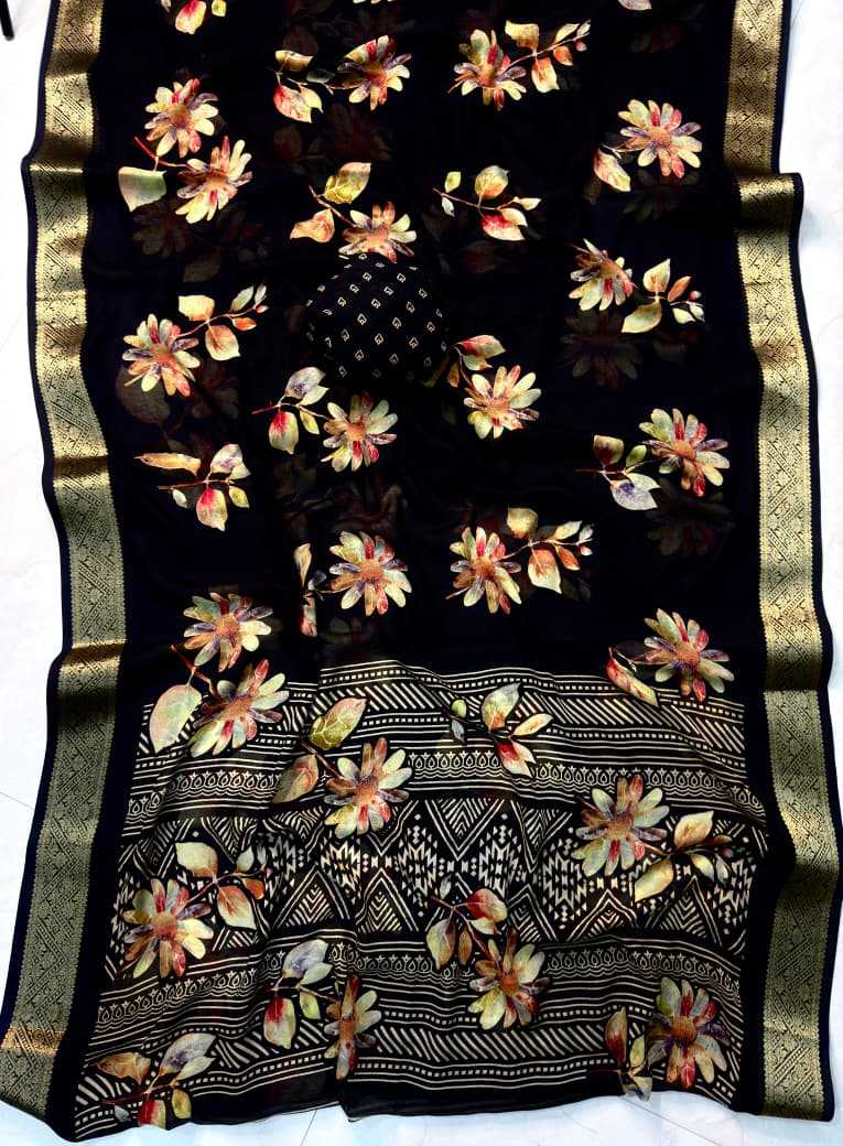 Georgette Jacquard Saree UNV-SR-012
