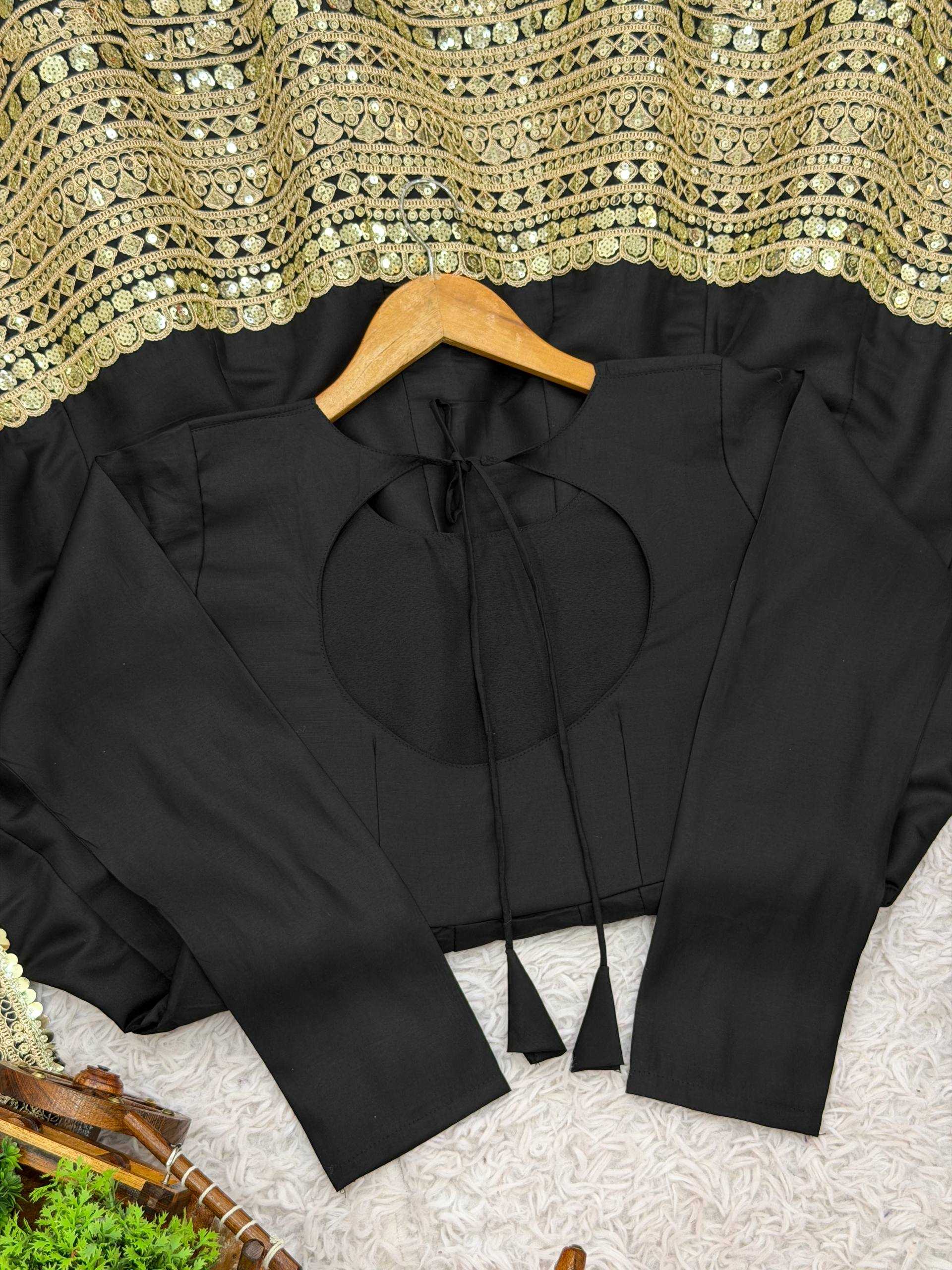 Heavy Roman Silk Anarkali Gown (Black) UNV-GN-004