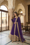 Heavy Roman Silk Anarkali Gown (Purple) UNV-GN-004