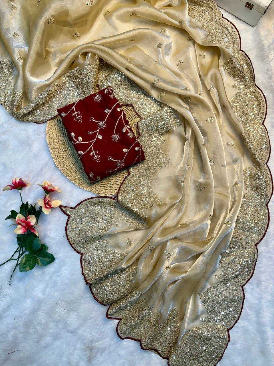 Jimmy Choo Party Wear Embroidered Saree UNV-SR-014