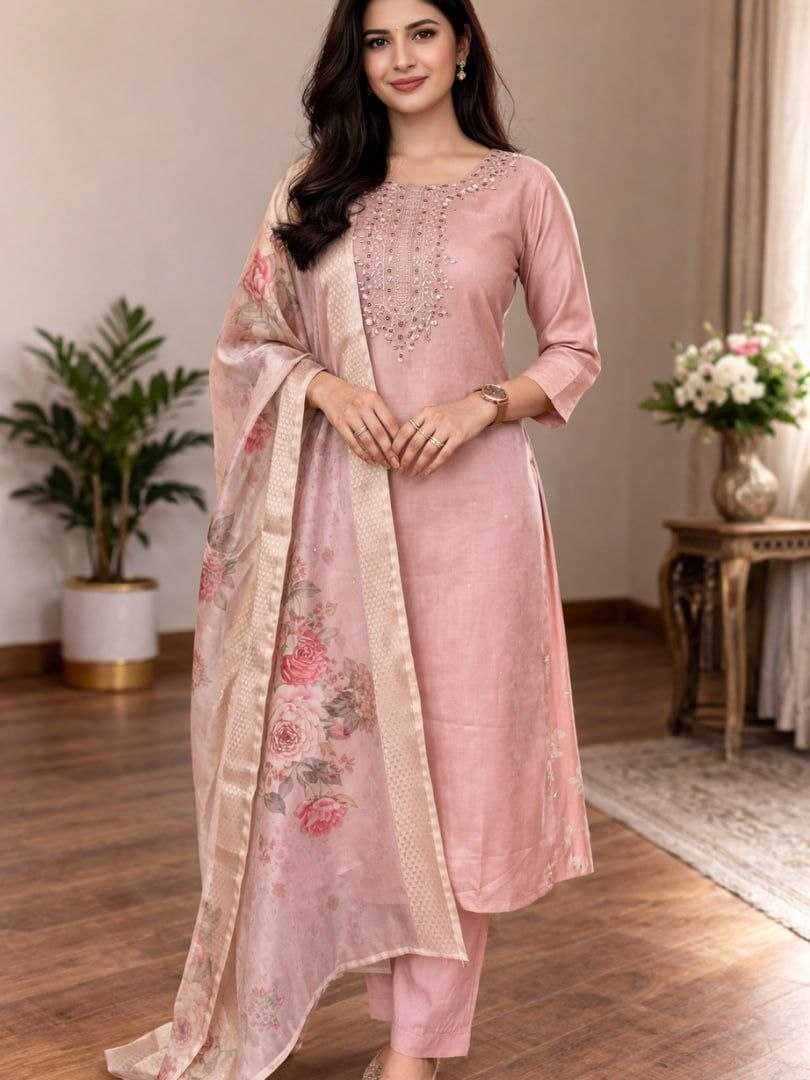 Rayon Printed Embroidered Suit UNV-ST-015