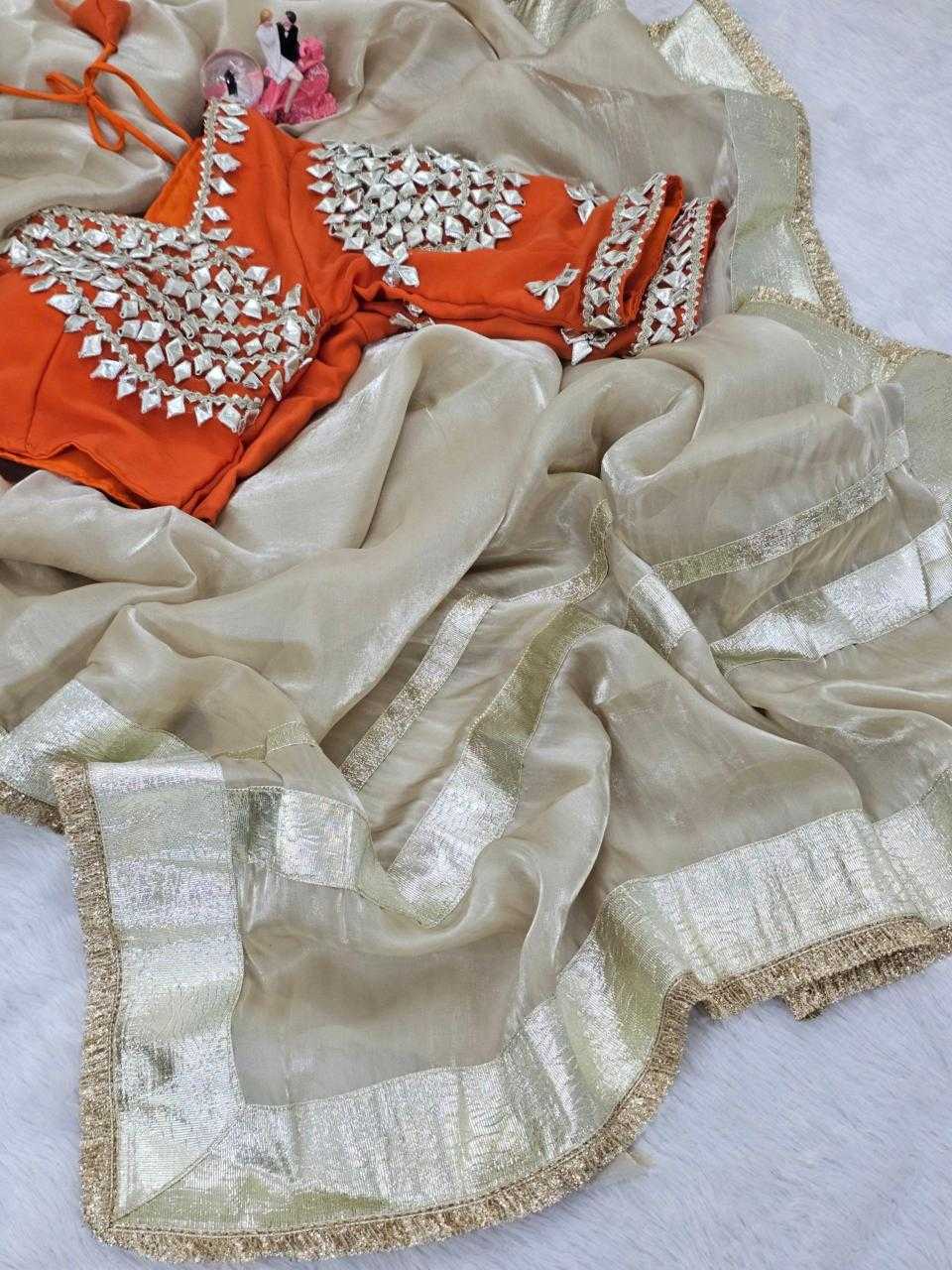 Satin Designer Saree with Aangi Blouse