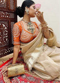 Satin Designer Saree with Aangi Blouse