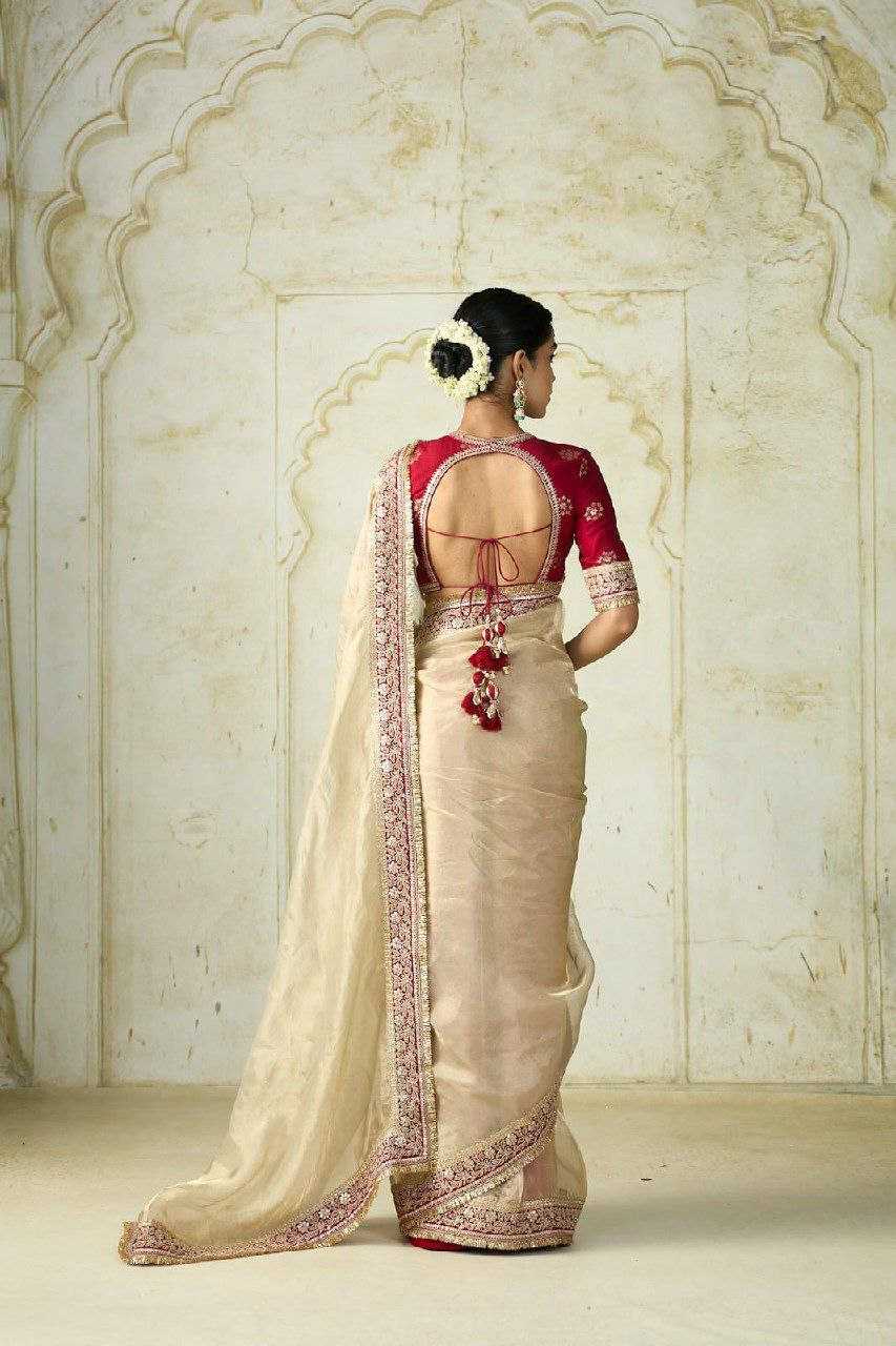 Beige Silk Bollywood Style Saree